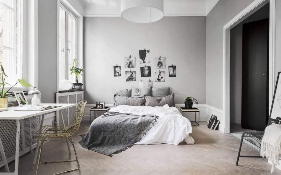 Скандинавский стиль серые стены