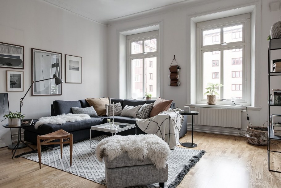 Серый пол в скандинавском интерьере