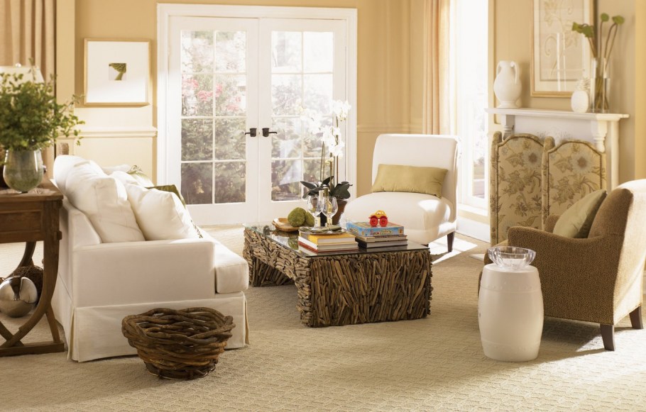 Бежевый ковролин в интерьере