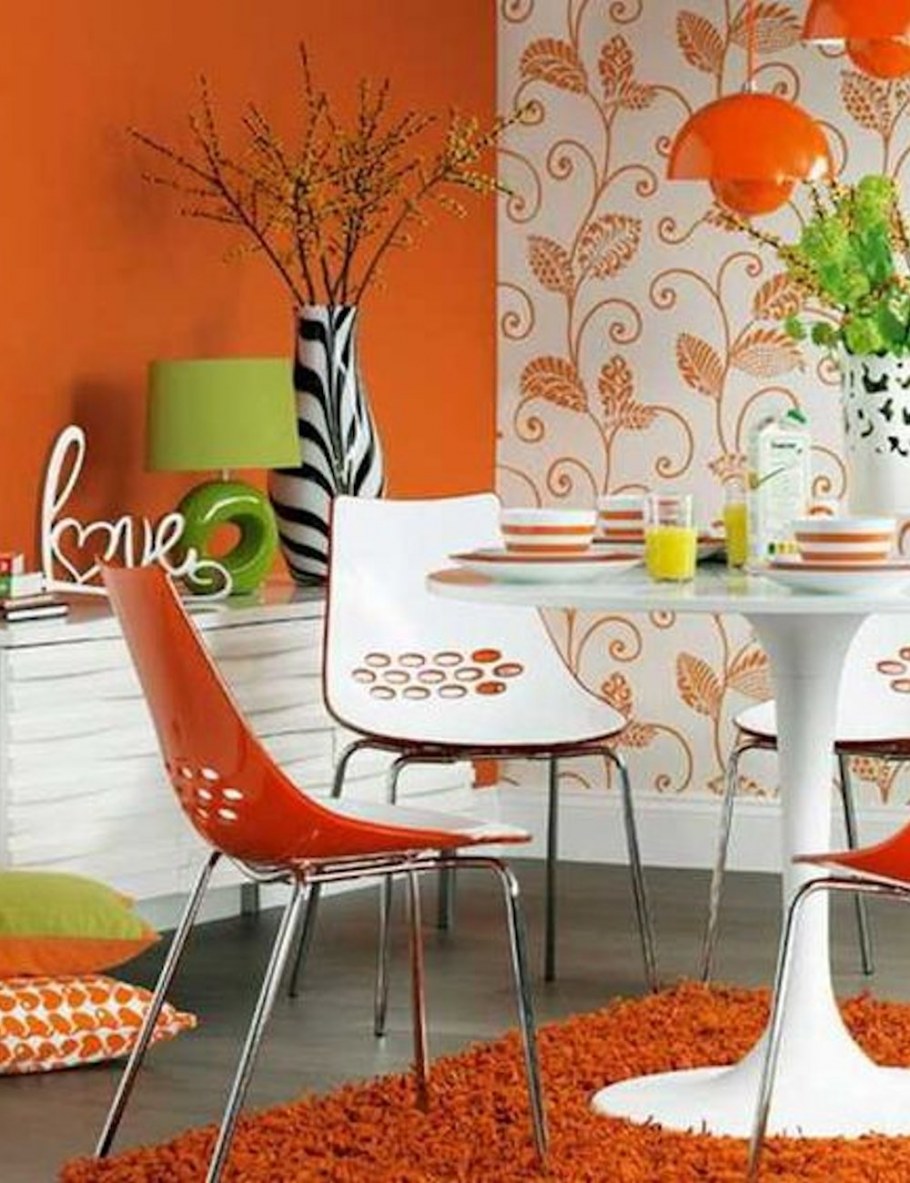 Оранжевый цвет в интерьере