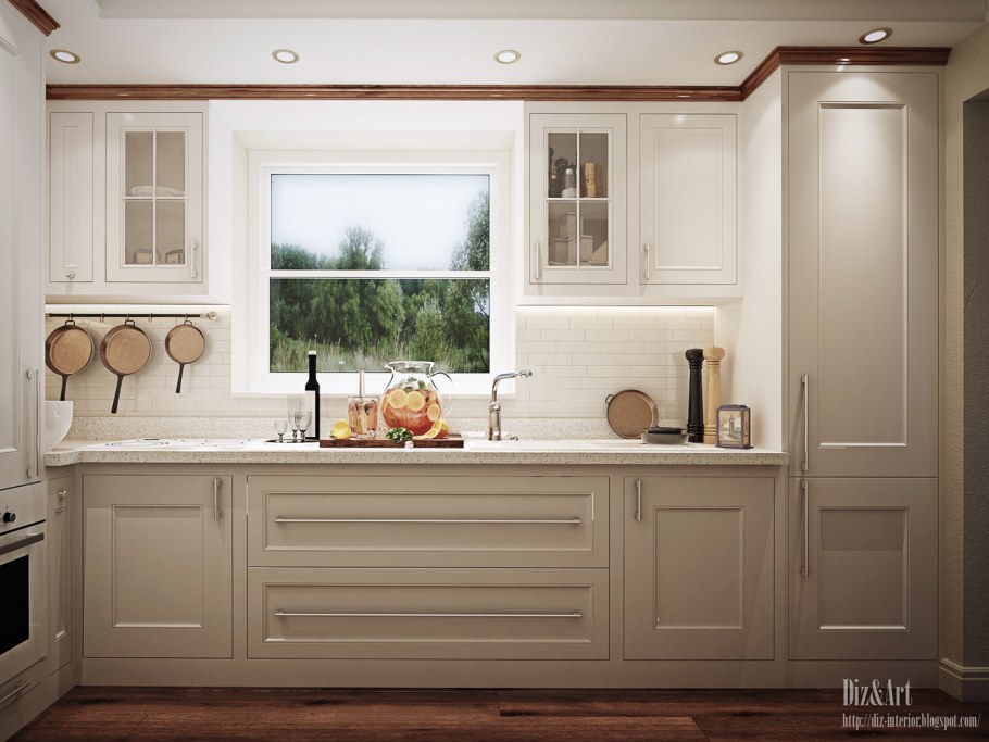 Прямые кухни с окном