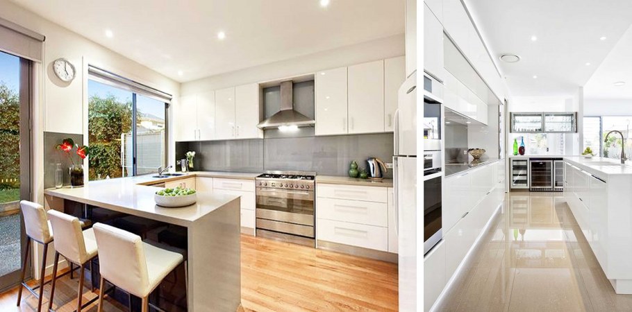 Кухня с панорамными окнами в квартире