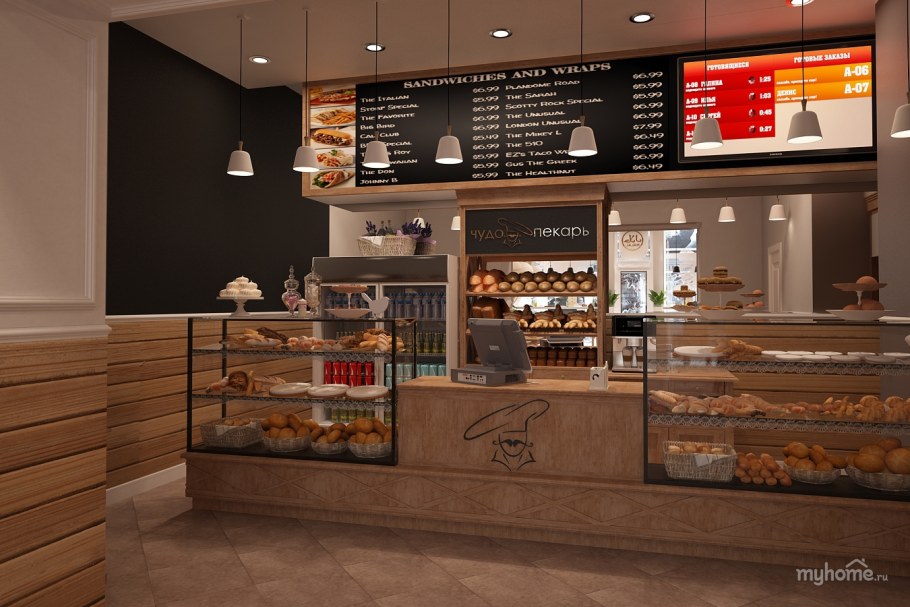 Пекарня интерьер витрины