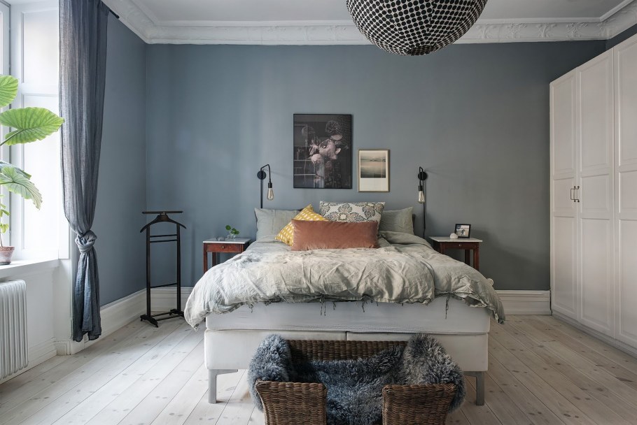 Серо-голубой цвет в интерьере