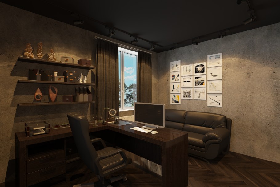 Брутализм интерьер кабинет