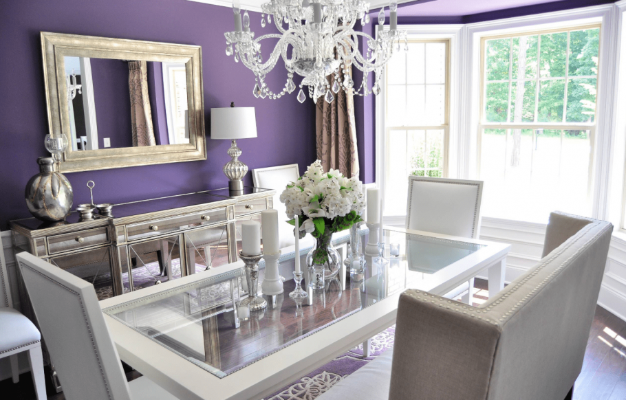 Гостиная столовая фиолетовая