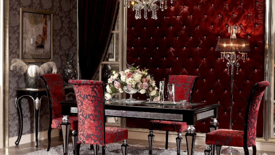 Гостиная в стиле арт деко в бордовом цвете