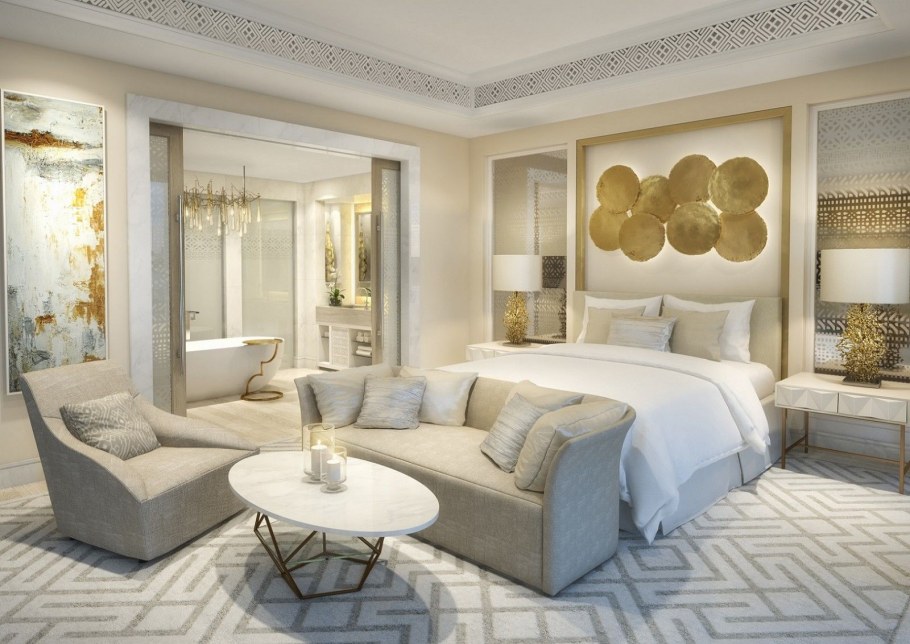 Бело золотой интерьер