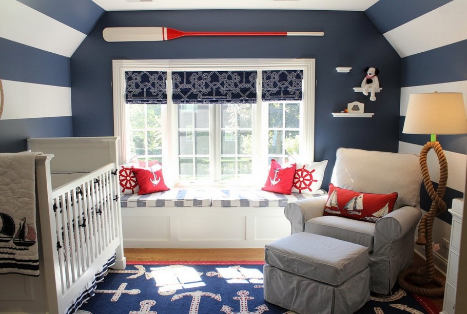 Интерьер комнаты в морском стиле