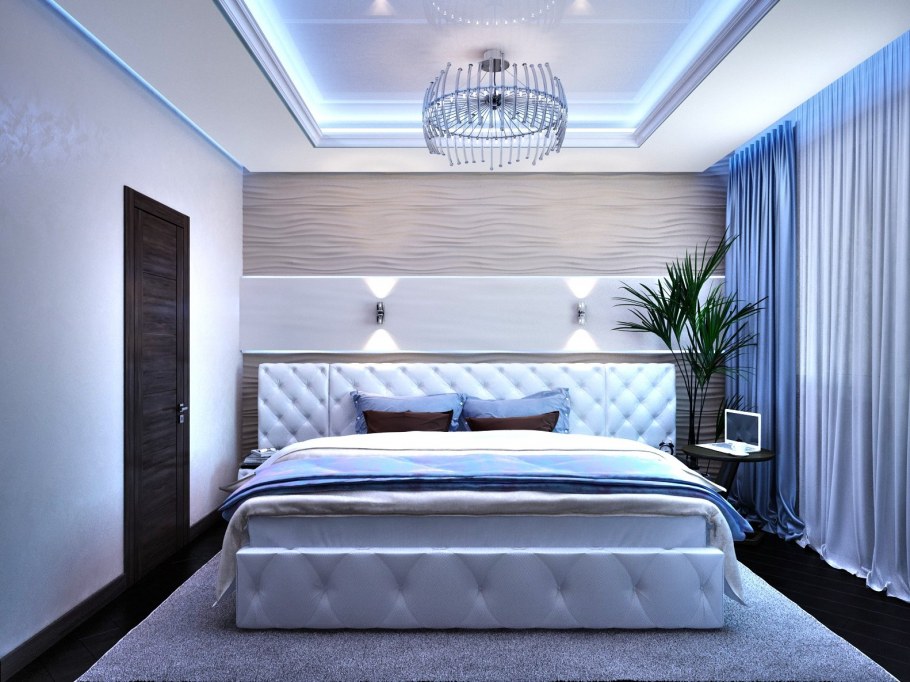 Спальня в серо белых тонах