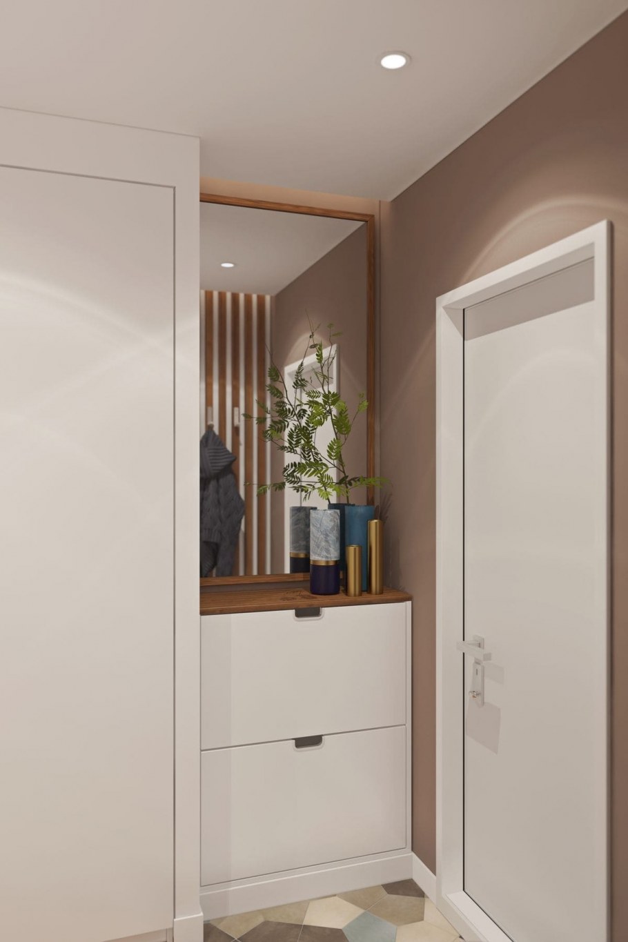 Небольшая прихожая шкаф белый