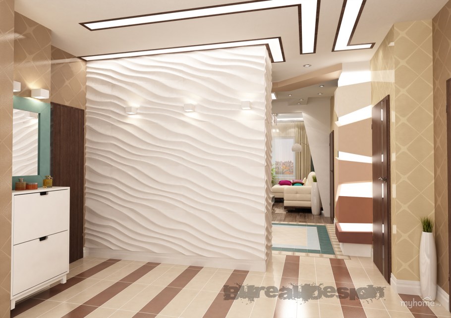 Коридор переходящий в гостиную