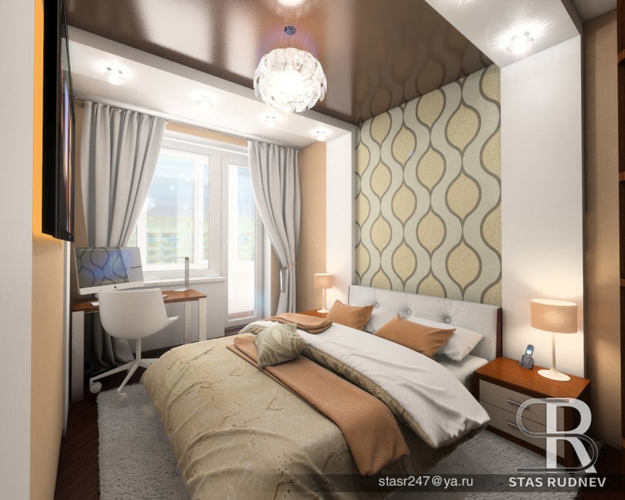 Спальня в хрущевке с балконом