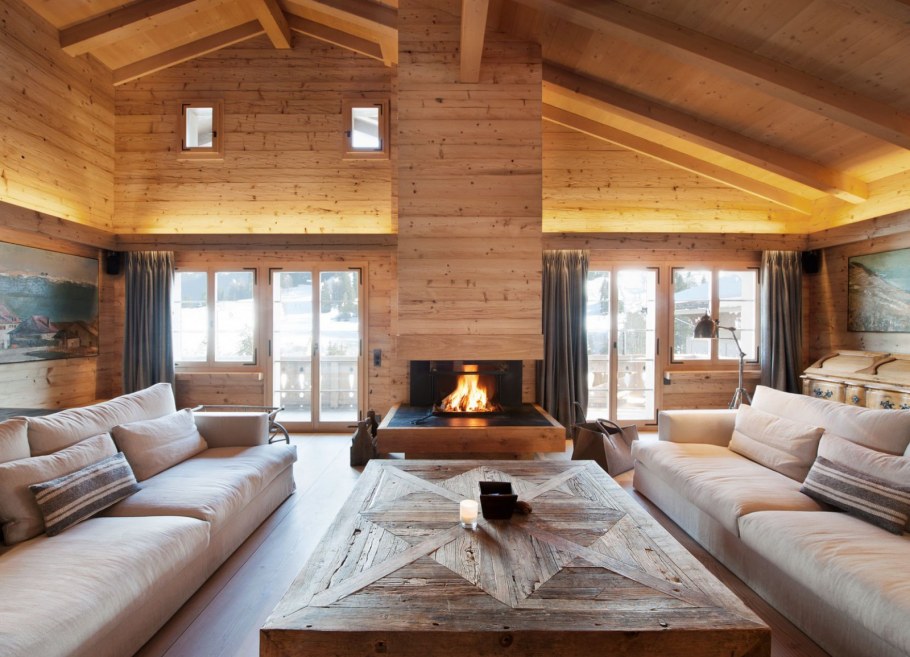 Дом Шале из клееного бруса интерьер