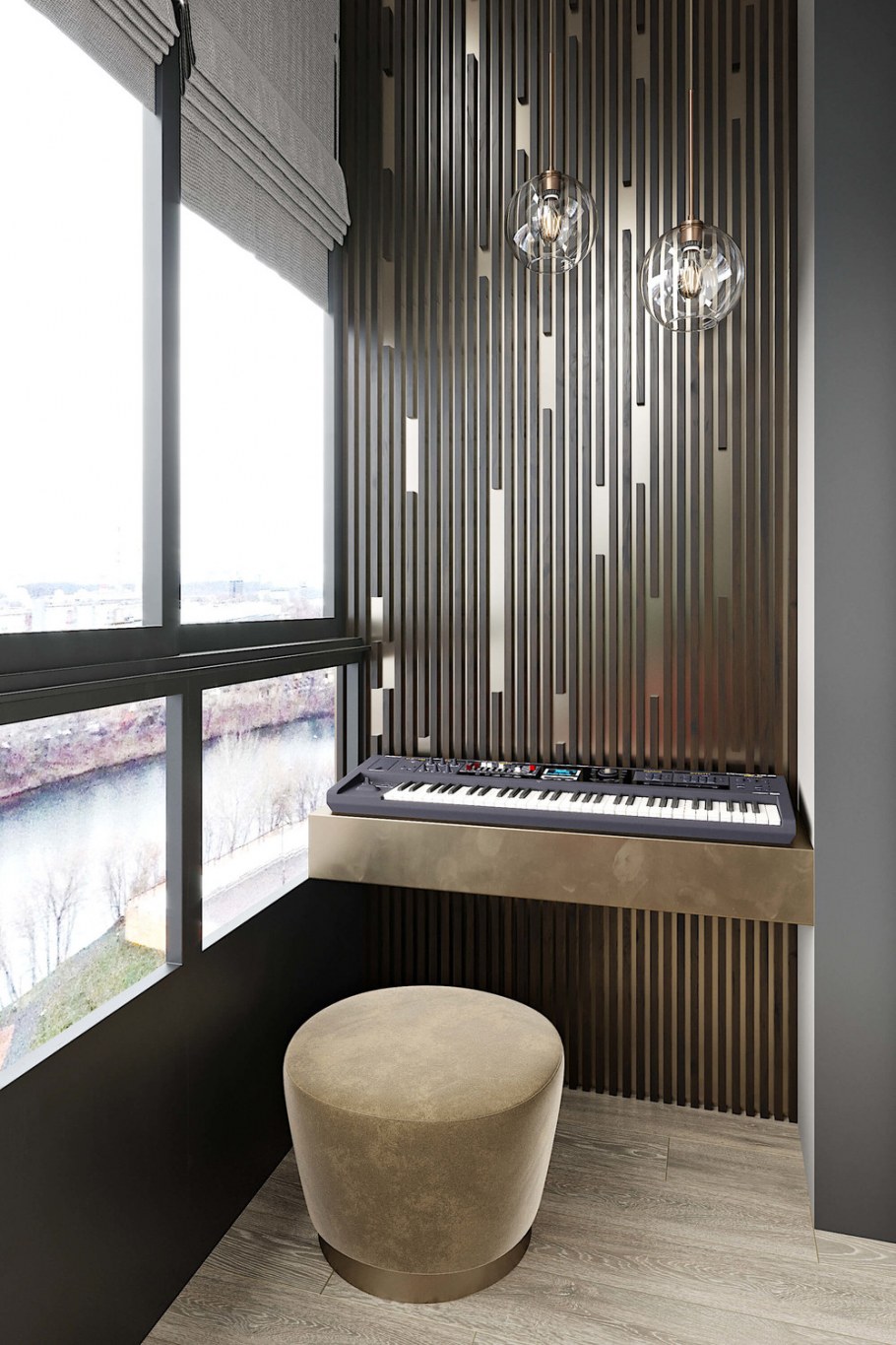 Деревянные рейки на балконе