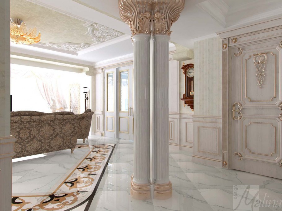 Пилястры в интерьере спальни