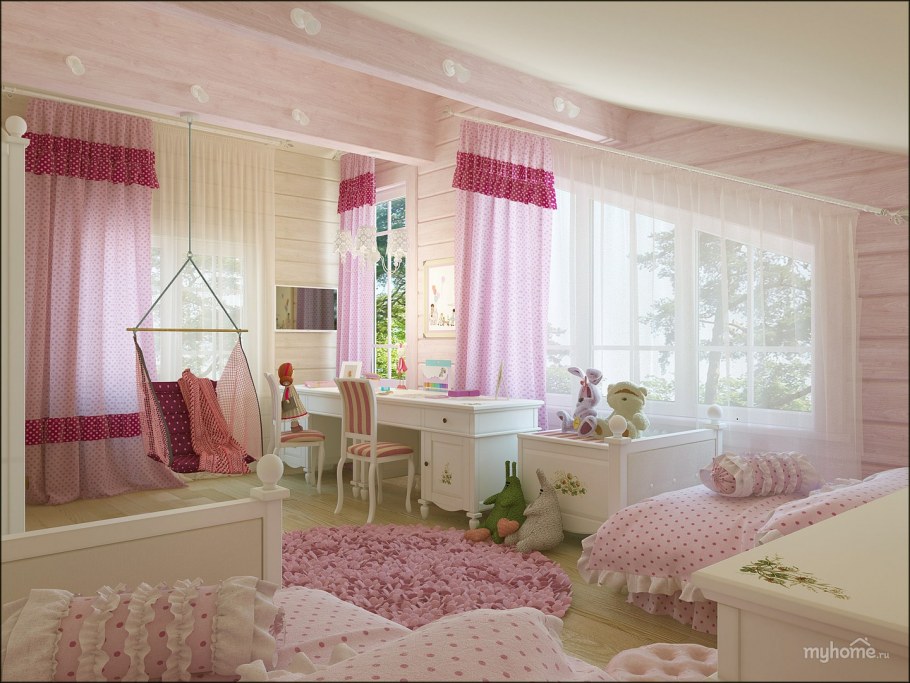 Отделка детской для девочки в доме