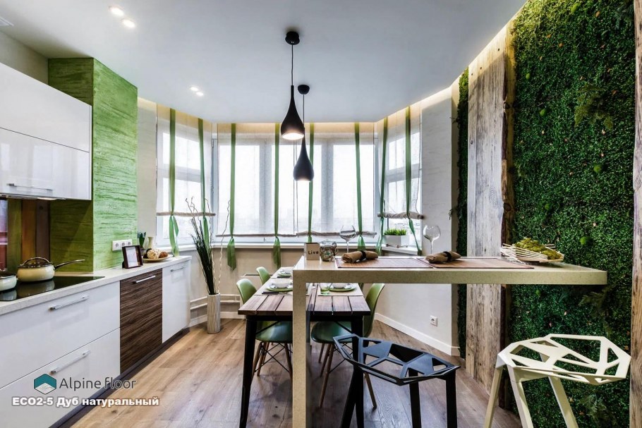 Декорирование стен на кухне в обеденной зоне