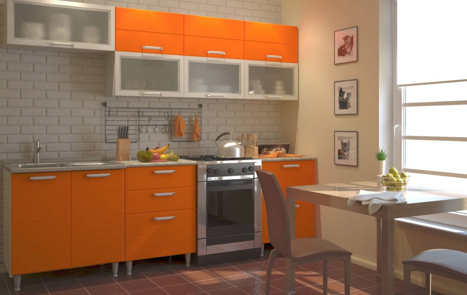 Кухня в оранжевых тонах