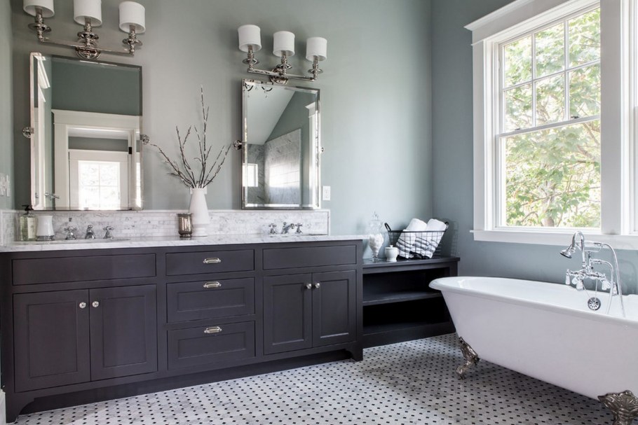 Серая краска в ванной комнате