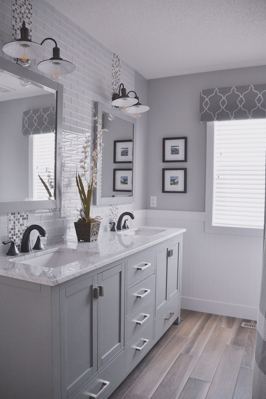 Серые стены в ванной комнате