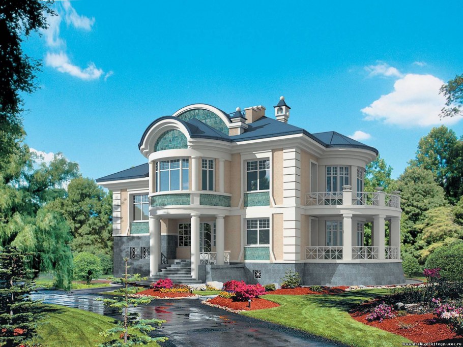 Красивые двухэтажные коттеджи