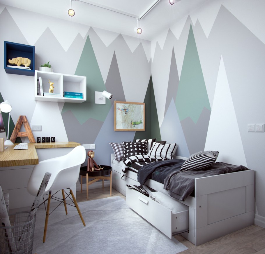 Стена покрашена в розовый