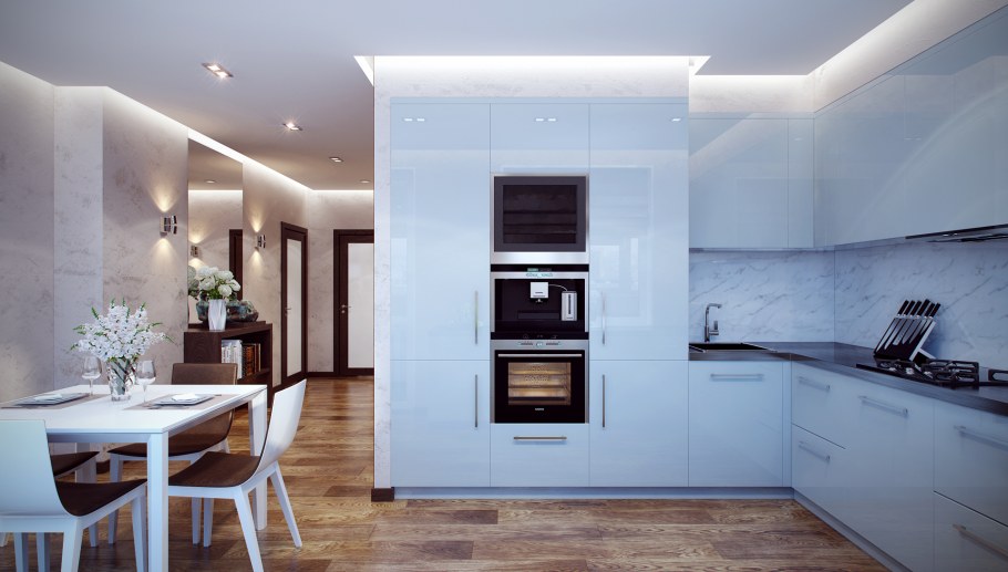 Стиль Модерн 3d визуализация кухни
