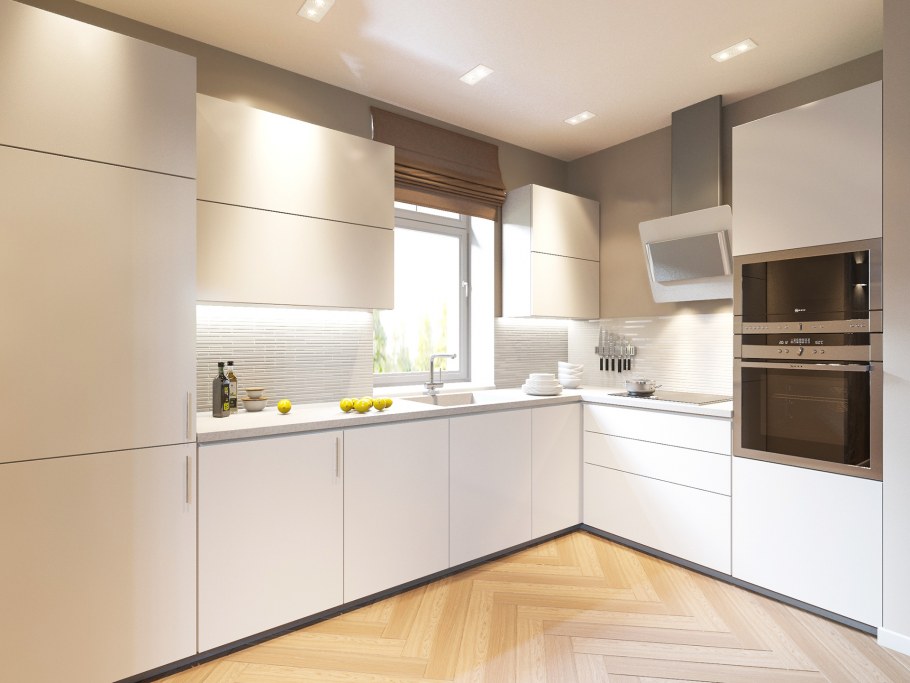 Современная кухня чёрная с деревом