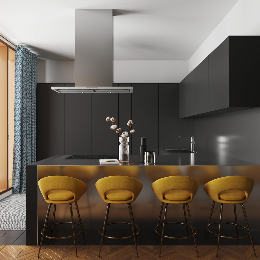 Кухня рендер тёмные