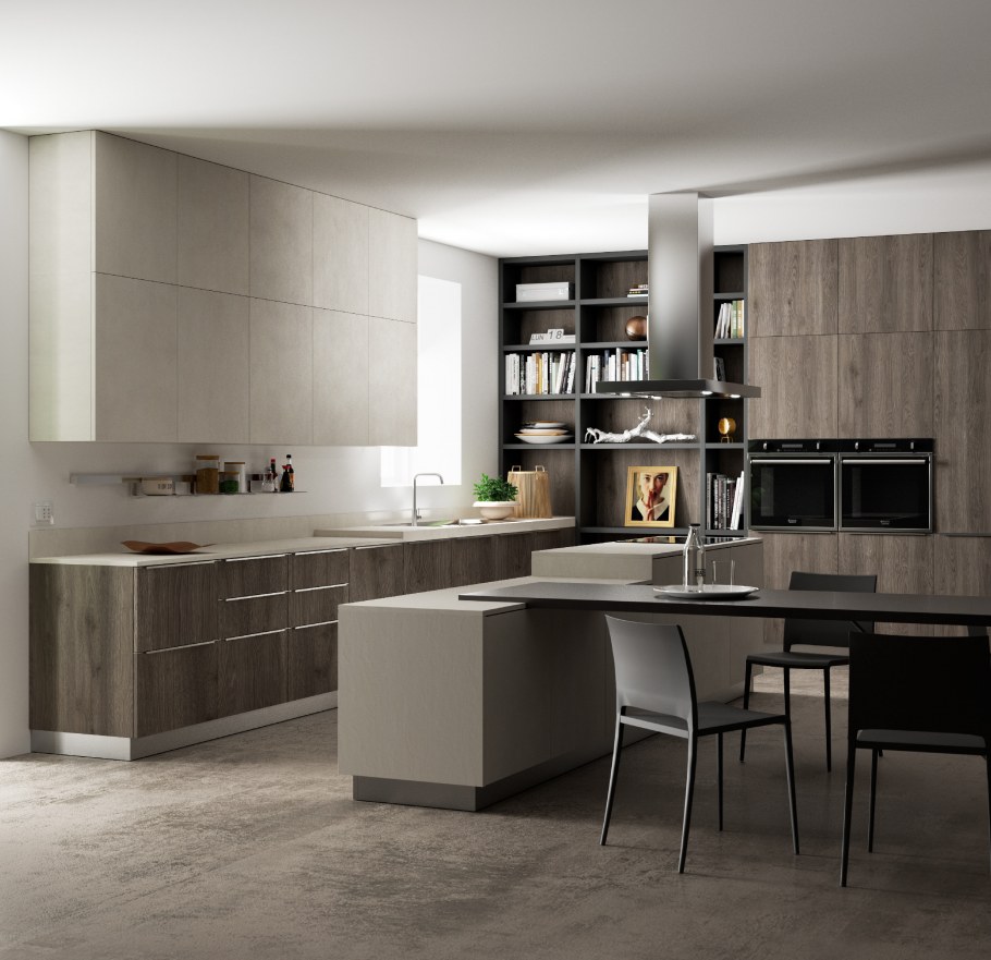 Угловая кухня визуализация