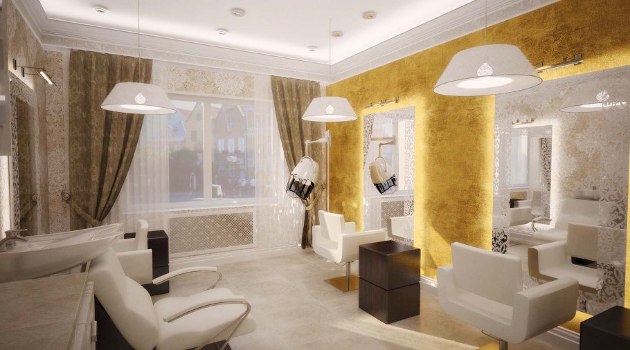 Интерьер салона красоты в светлых тонах