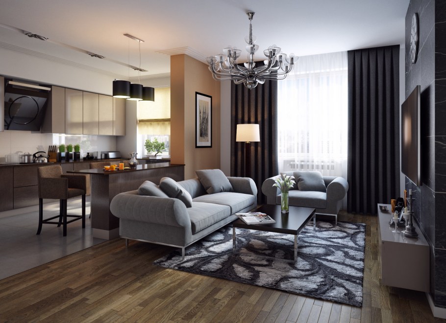 Кухня гостиная вс студии