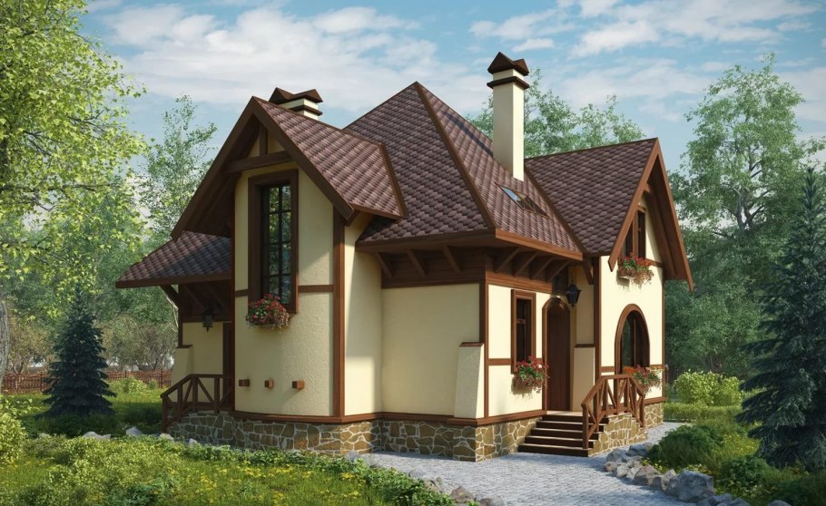 Современный мансардный дом