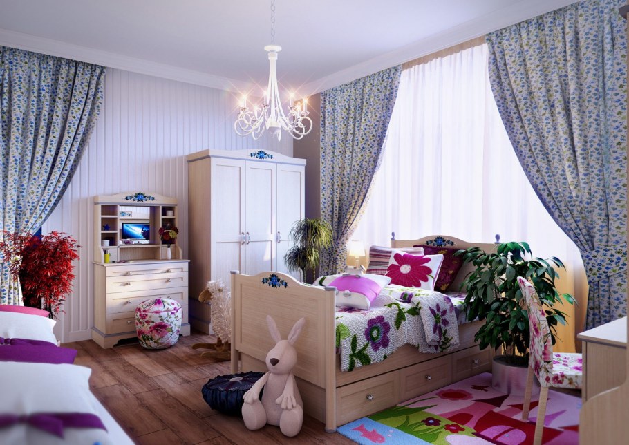 Спальня в брусовом доме в стиле Прованс