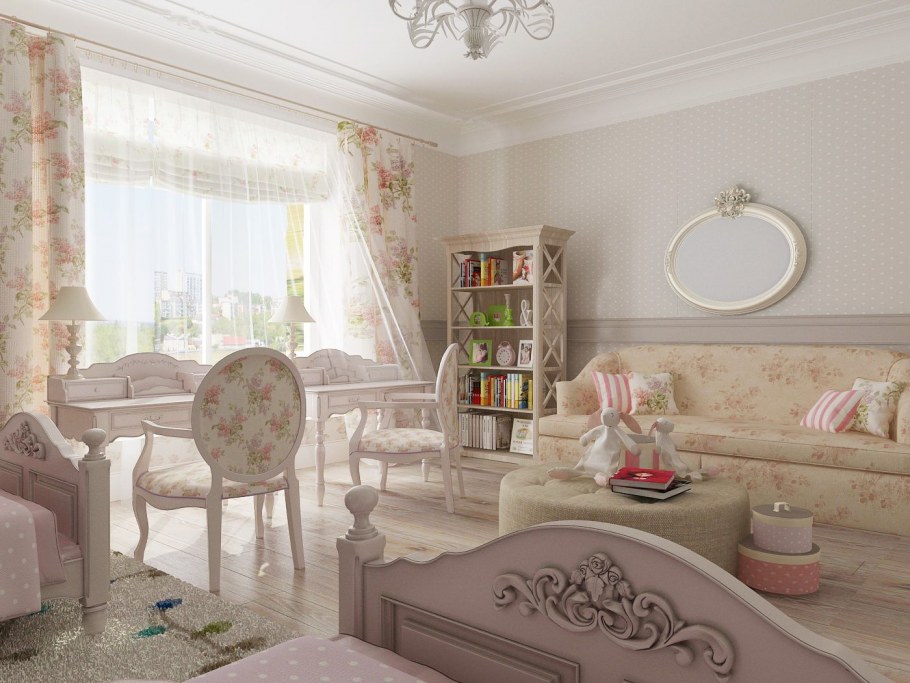 Цветочные обои для спальни девочки