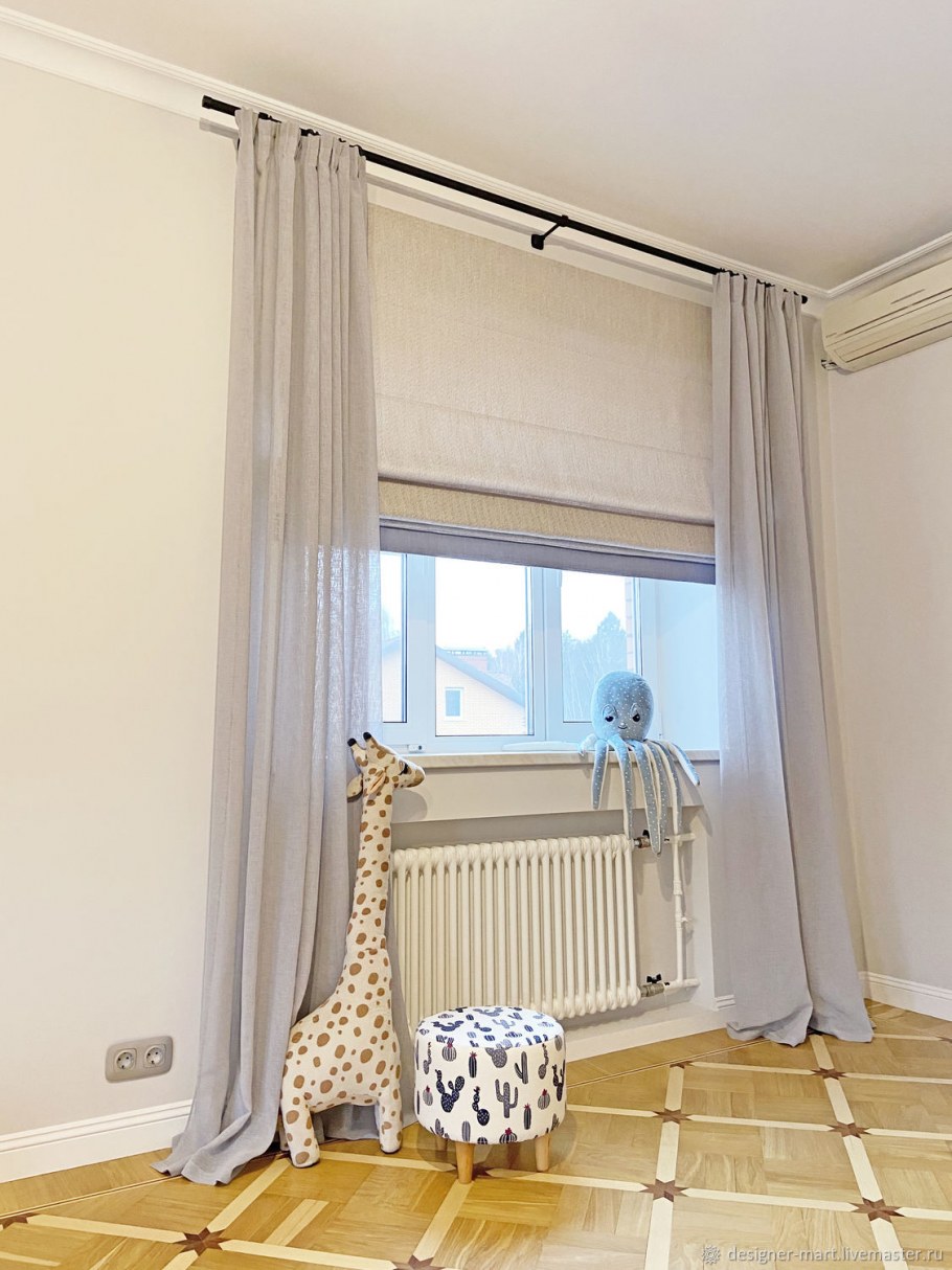 Оливковые шторы в интерьере