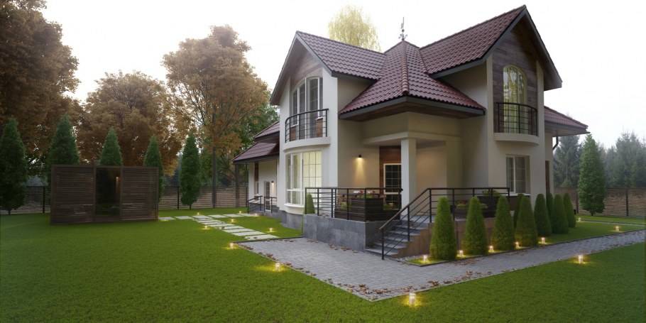 Двухэтажный дом с территорией