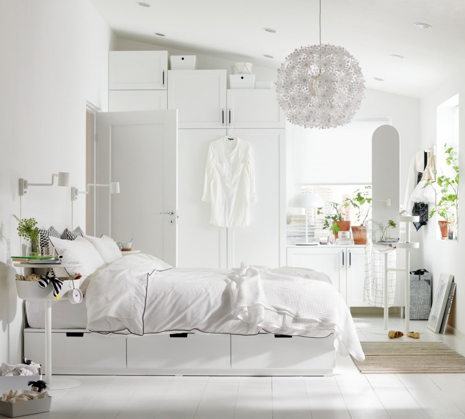 Комната икеа белая спальня