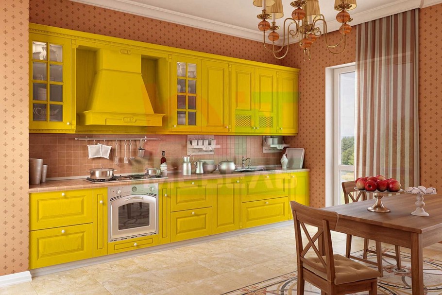 Кухня в итальянском стиле бежевая жёлтая
