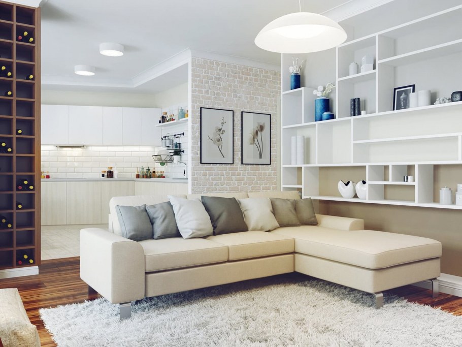 Светлый интерьер гостиной