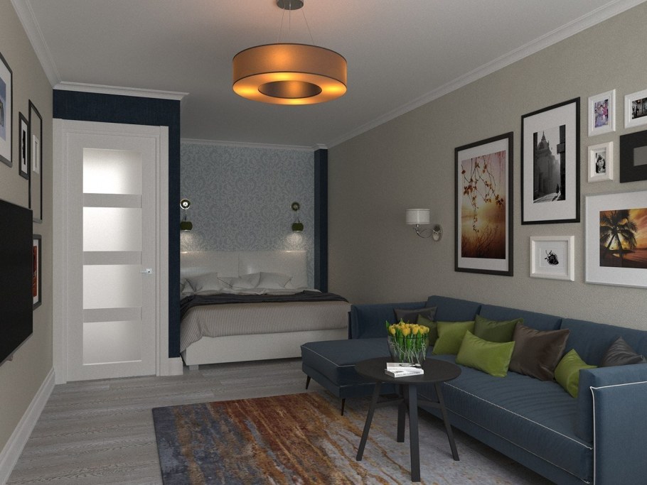 Студия с кроватью в скандинавском стиле