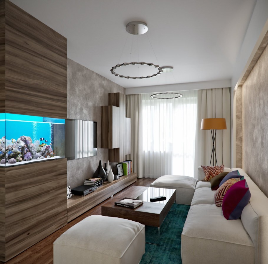 Квадратная гостиная 17м2 интерьер