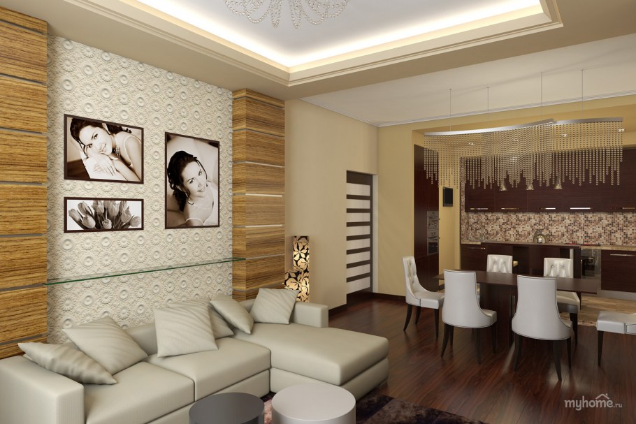 Гостиная столовая прямоугольная