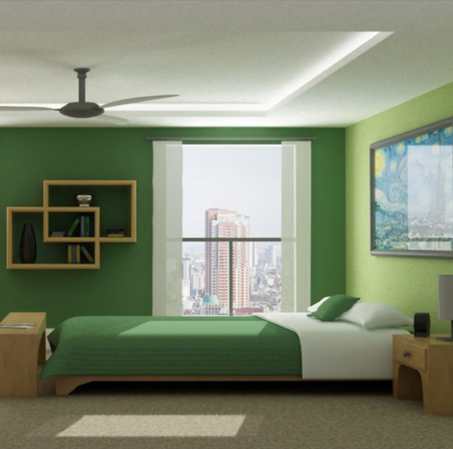 Дизайн комнаты в зеленом цвете