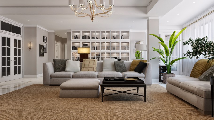 Зонирование обоями гостиной