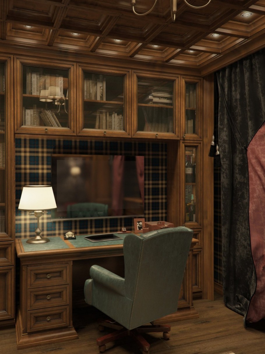 Кабинет из дерева в английском стиле