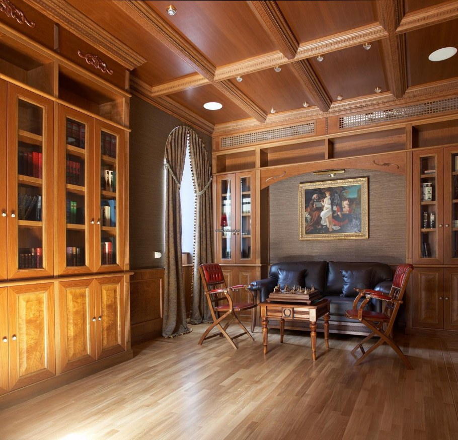 Отделка кабинета деревом