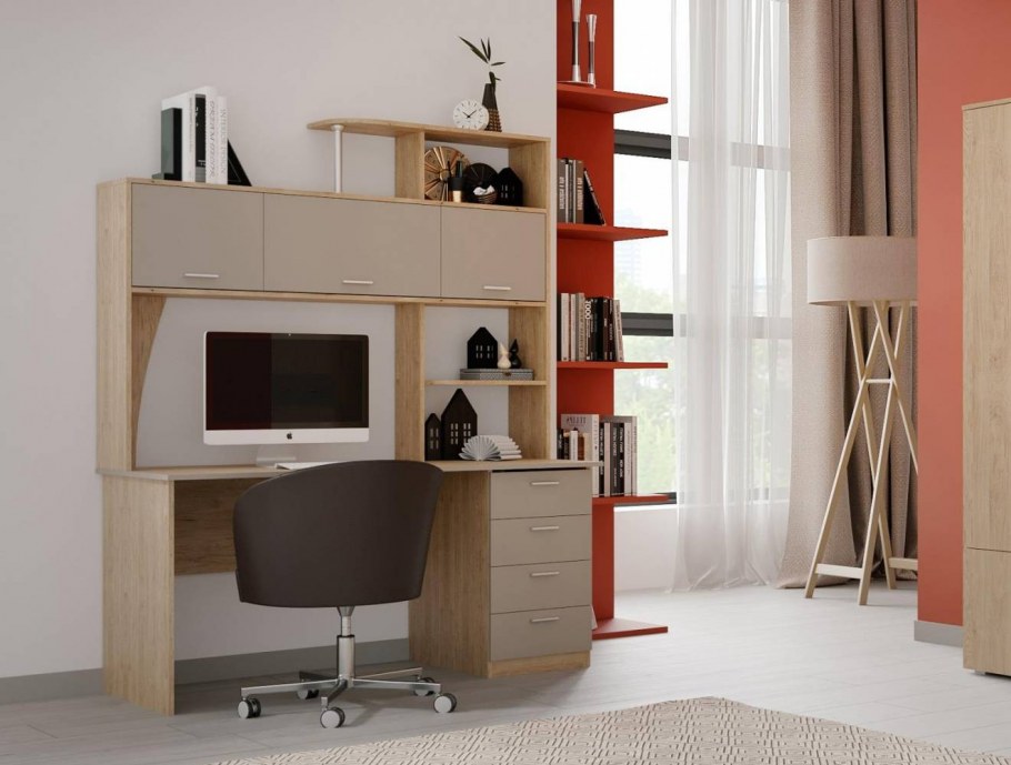 Стол компьютерный СК-11 (дуб натуральный светлый/капучино)