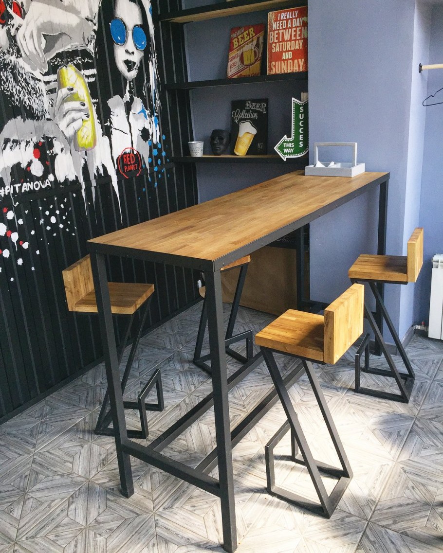 Металл лофт стол стуль